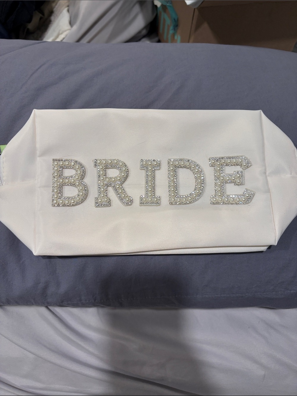 BRIDE White Jeweled Bridal Pouch